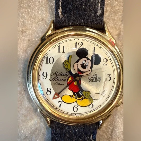 Vintage Lorus Quartz Disney Mickey Melody Alarm Watch - Gold Tone - Picture 11 of 16
